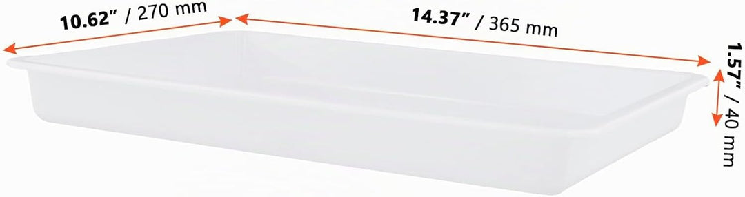 SINJEUN 12 Stück Kunsttabletts Weiss aus Kunststoff, 36,5 x 27 x 4 cm Materialschalen Stapelbar Akti
