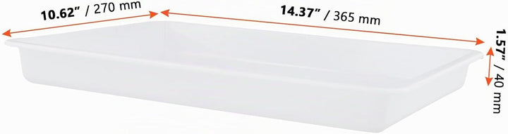 SINJEUN 12 Stück Kunsttabletts Weiss aus Kunststoff, 36,5 x 27 x 4 cm Materialschalen Stapelbar Akti