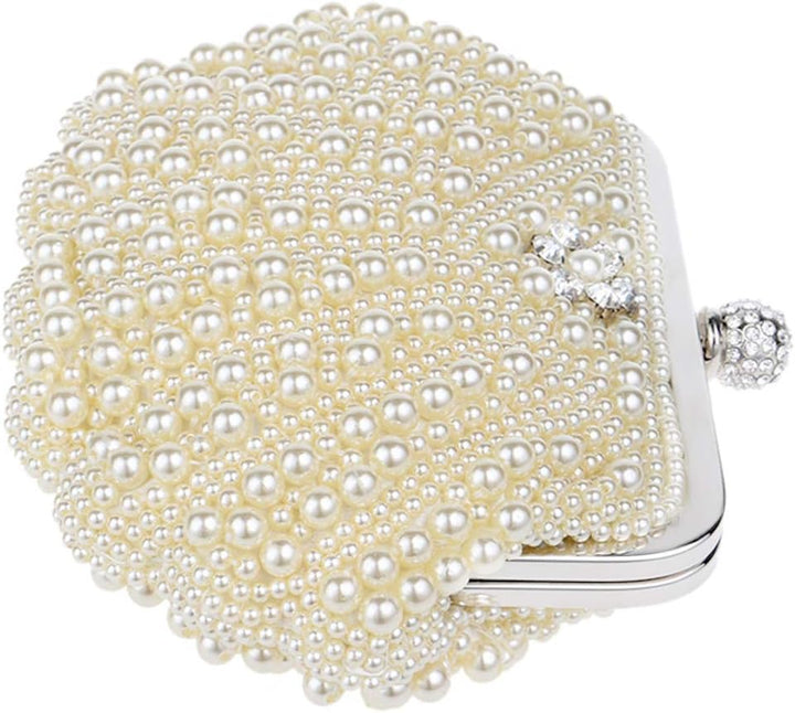 NICOLE&DORIS Imitat Perle der Frauen Bördelte Harte Fallkupplungstasche,Hochzeit Handtasche Abschlus