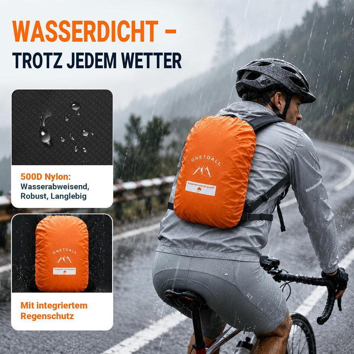 Wanderrucksack Damen & Herren 20L, Leichter Tagesrucksack Klein, Rucksack Wasserdicht mit Regenhülle