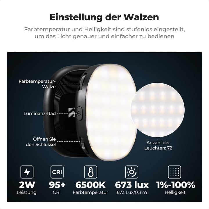 K&F CONCEPT Magnetische Selfie Licht mit Spiegel, 900mah Handy Ringlicht kompatibel mit iPhone Magsa