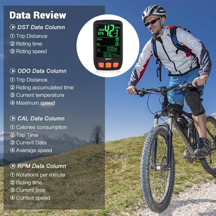 Lixada Fahrrad-Fahrradcomputer, kabelloser digitaler Fahrrad-Tachometer, Kilometerzähler mit wiedera