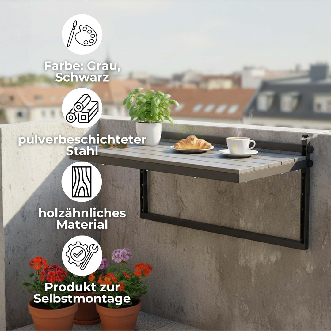 SPRINGOS Höhenverstellbarer Tisch 82,5x40 cm Klappbarer Schreibtisch mit Stahlgestell und Holzoptik