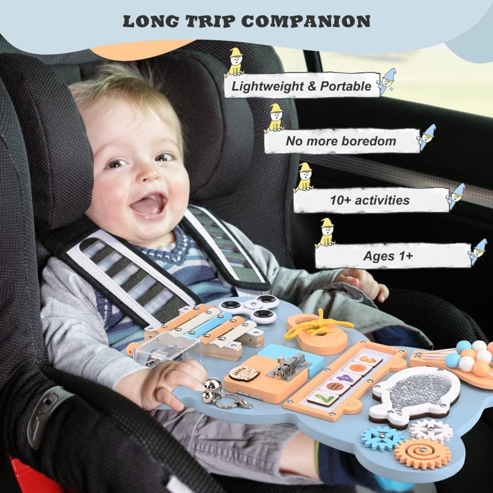 Yontwe Montessori Busy Board Sensorisches Spielbrett Feinmotorik Lernen Handgefertigte sensorische A