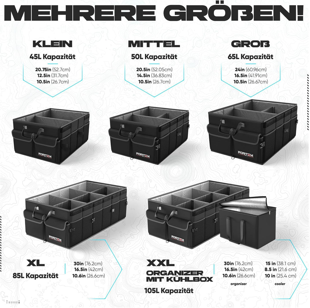 FORTEM Kofferraum Organizer, Kofferraumtasche, Zusammenklappbarer Auto Organizer Kofferraum mit Fäch