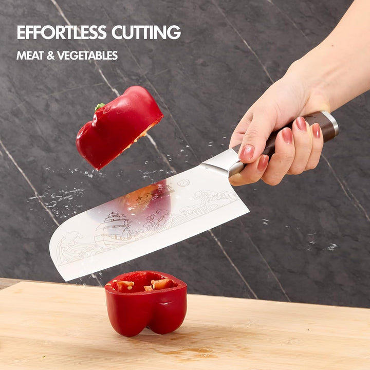 SHI BA ZI ZUO Küchenmesser Set, Chinesisches Kochmesser und Kochmesser Silber-yzh008, Silber-yzh008