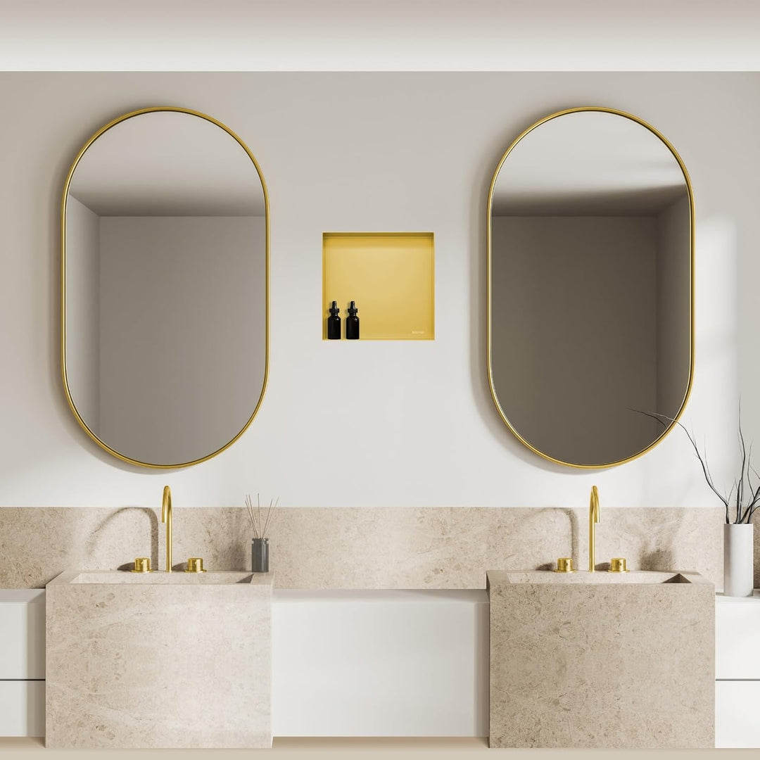 Balneo Wall-Box NO Rim - Gold Nische Edelstahl - Gold Wandnische Dusche - Wasserdicht - Flexibler Ni