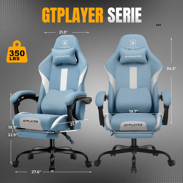 GTPLAYER Gaming Stuhl, Gamer Stuhl, Atmungsaktiver Bürostuhl aus Hochwertigem Stoff, Ergonomischer P