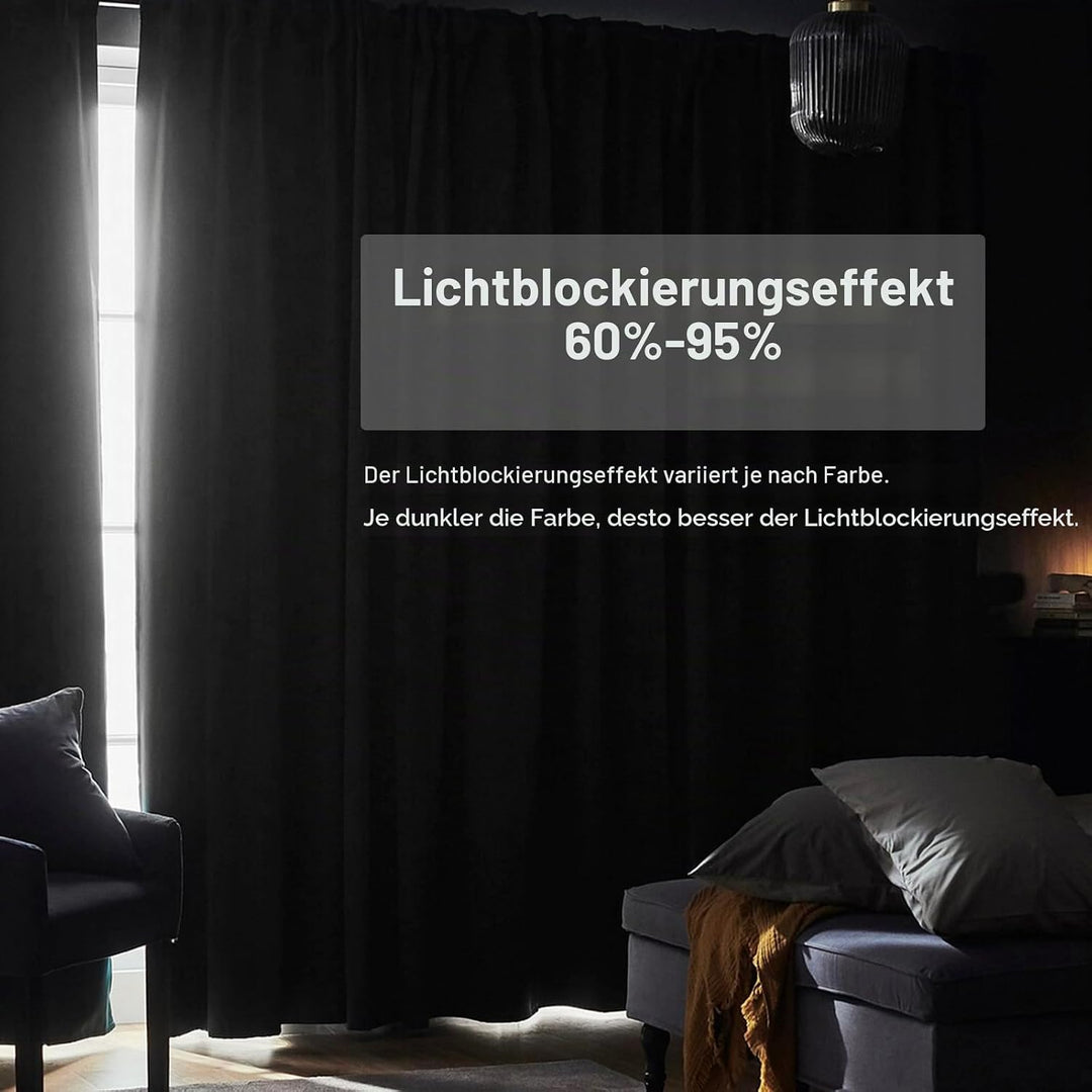 JIUZHEN Blickdicht Vorhänge Gardinen Ösenvorhang für Schlafzimmer Wohnzimmer Verdunkelungsgardinen,
