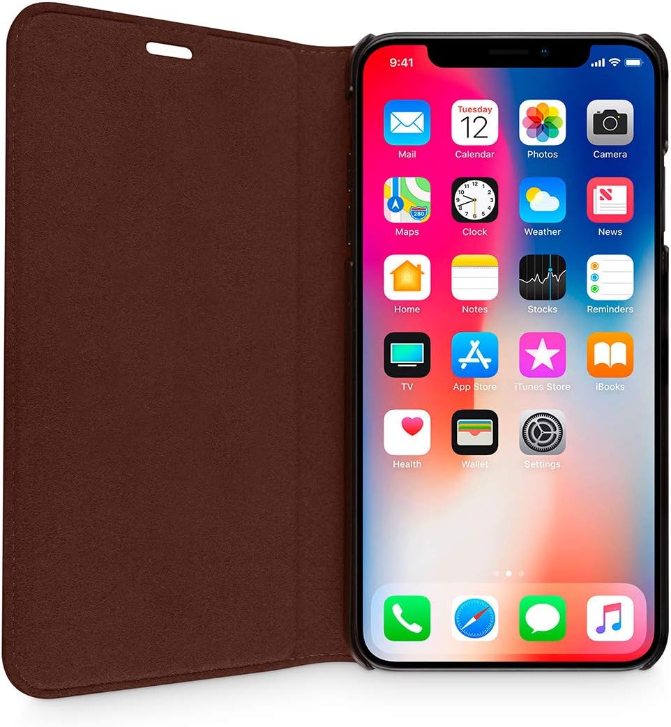 WIIUKA Echt Ledertasche - TRAVEL Italy - für Apple iPhone XS MAX - PFLANZLICH GEGERBTES Leder - Brau