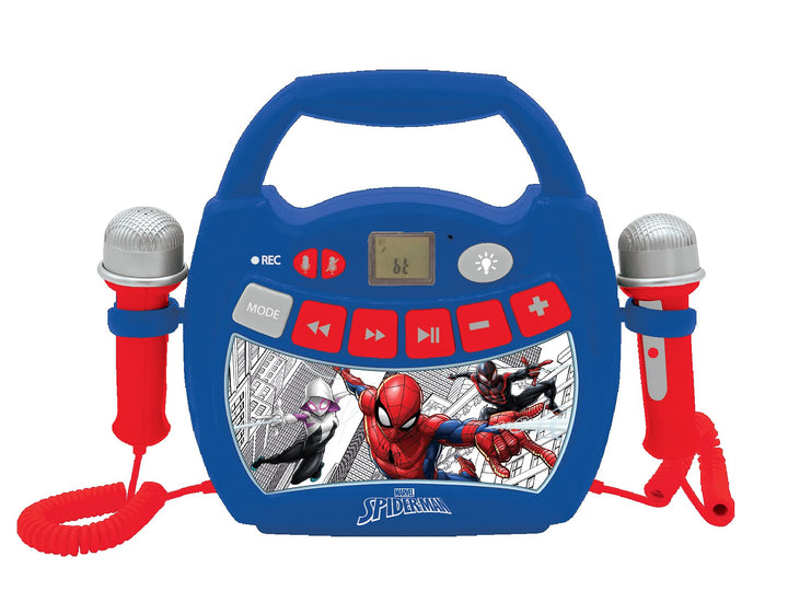 Lexibook, Spider-Man, Tragbarer digitaler Karaoke-Player für Kinder, Mikrofone, Lichteffekte, Blueto