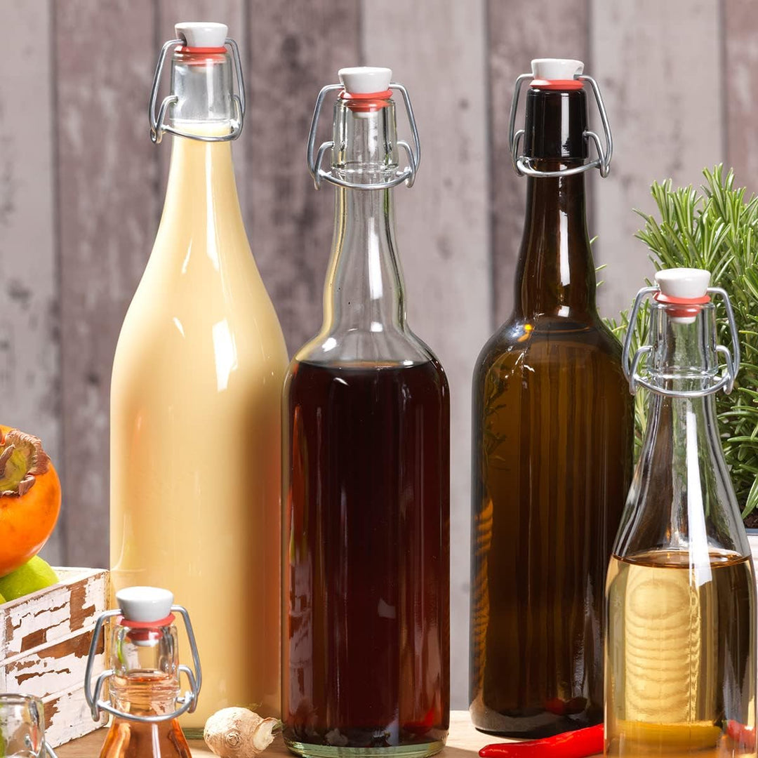 hocz 10er Set Bügelflaschen Bügelflasche Glasflaschen 750ml mit Bügelverschluss zum Selbstbefüllen G