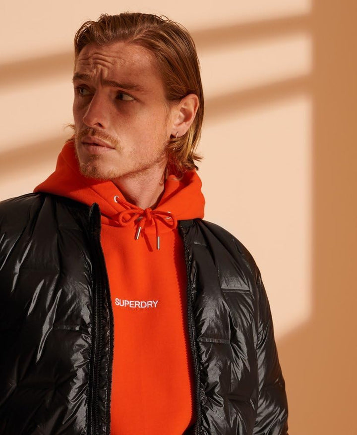 Superdry Herren Gewebte Daunen-Bomberjacke mit Steppdesign Schwarz L