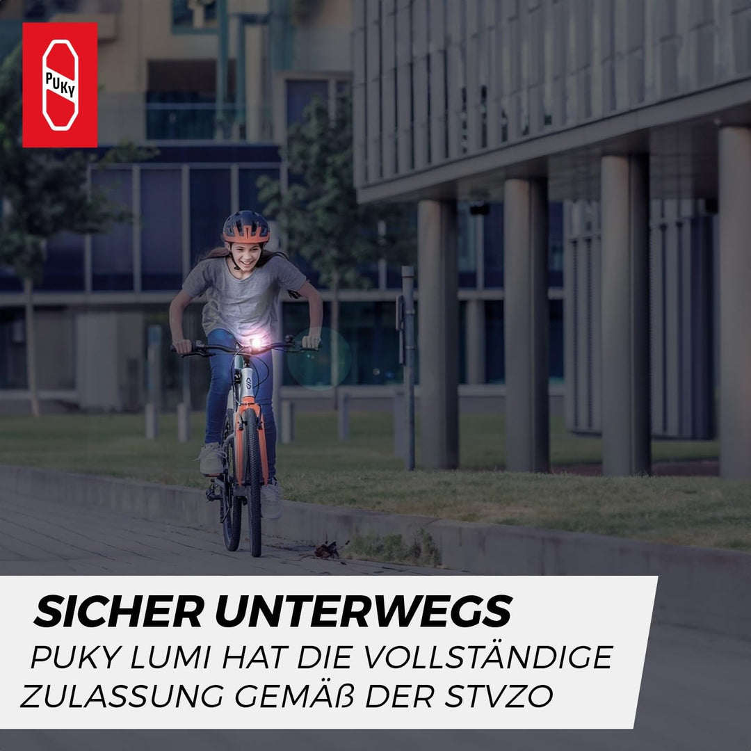 PUKY LUMI LED-Frontscheinwerfer & Rücklicht-Set | Seitliche Sichtbarkeit | Werkzeuglose Montage | Fü