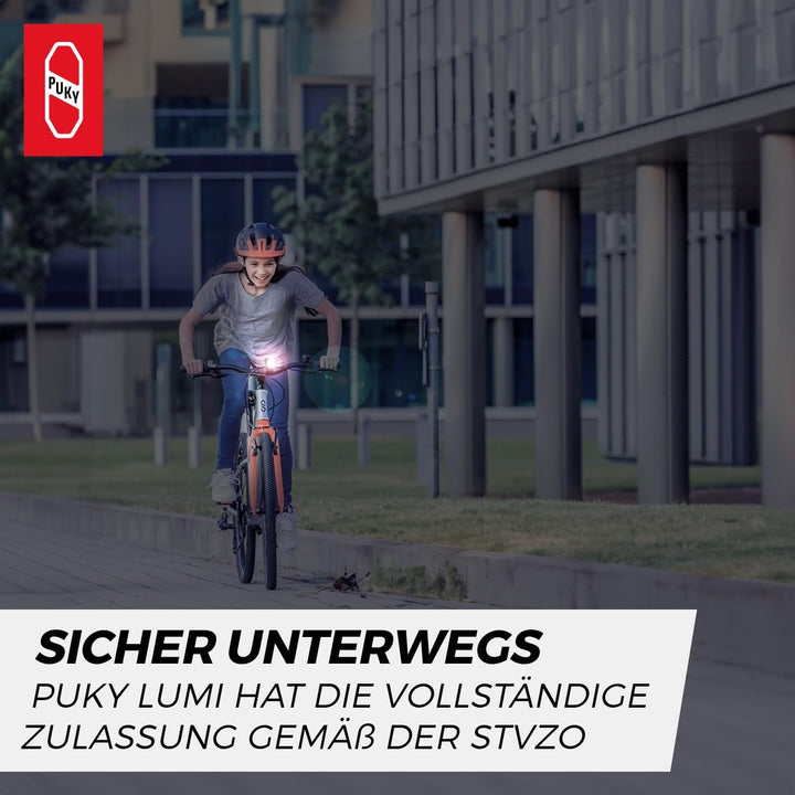 PUKY LUMI LED-Frontscheinwerfer & Rücklicht-Set | Seitliche Sichtbarkeit | Werkzeuglose Montage | Fü