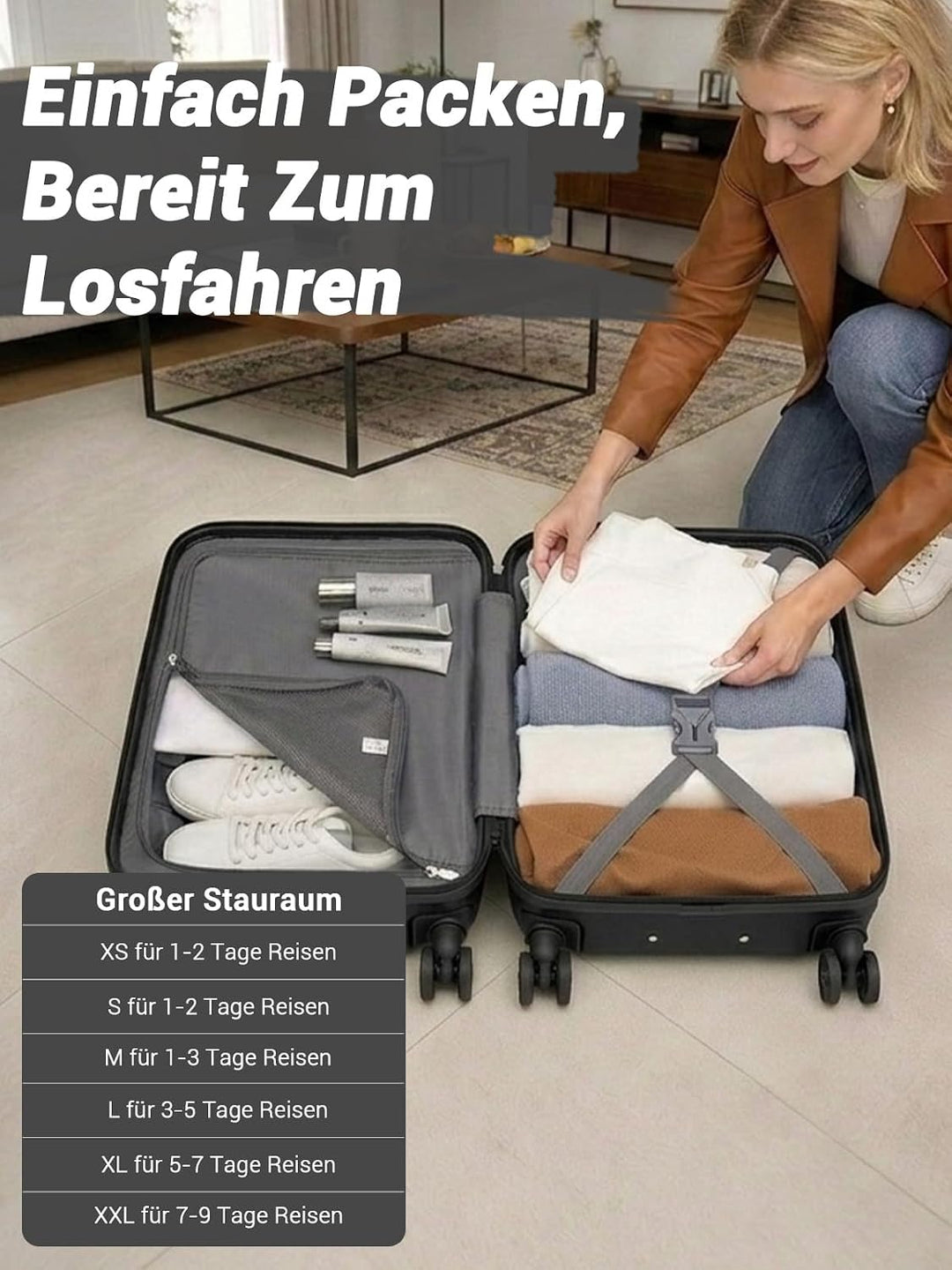 KONO Handgepäck Koffer Hartschale ABS+PC, Reisekoffer Trolley mit TSA Schloss, Leichter Koffer mit R
