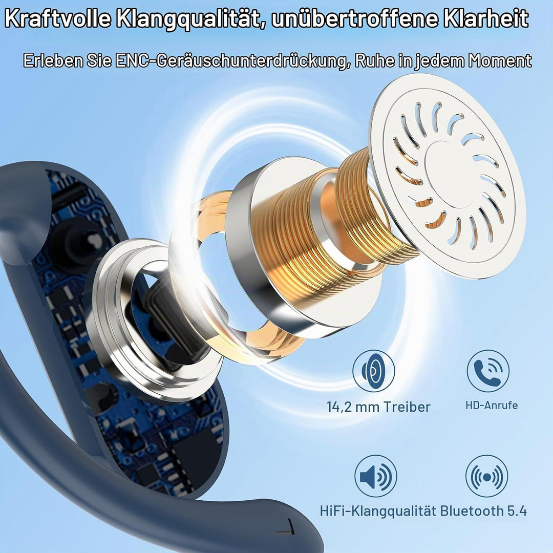 Open Ear Kopfhörer Bluetooth 5.4 HiFi Stereo, 2026 Kopfhörer Kabellos Bluetooth mit ENC Noise Cancel