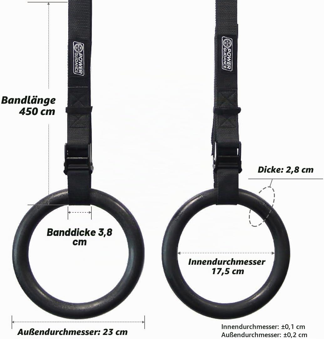 POWER GUIDANCE Turnringe aus mit verstellbaren Schnallenriemen, gymnastikringe für Home Gym, Outdoor