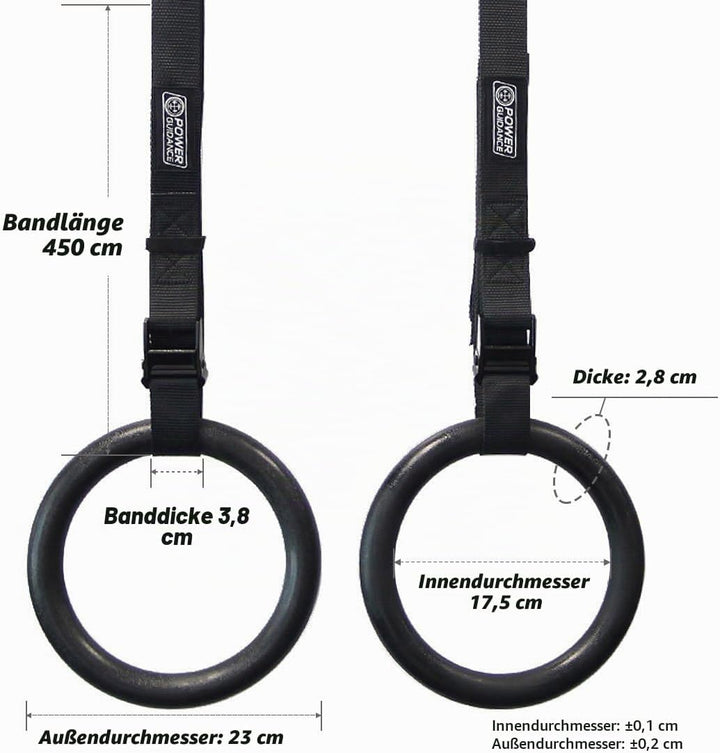 POWER GUIDANCE Turnringe aus mit verstellbaren Schnallenriemen, gymnastikringe für Home Gym, Outdoor