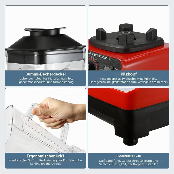 Standmixer mit 2000 W, 2-in-1, professioneller Entsafter mit 2 l, Entsafter für Säfte und Smoothies