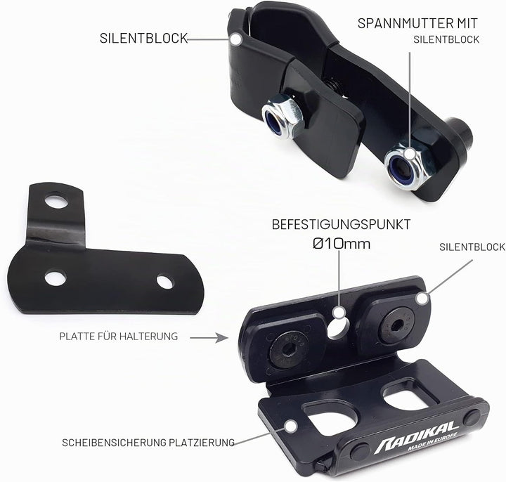 RADIKAL RK402 Anti-Diebstahl-Halterung RK10/RK14S/RK310S für Rohr- und Schraubenfixierung