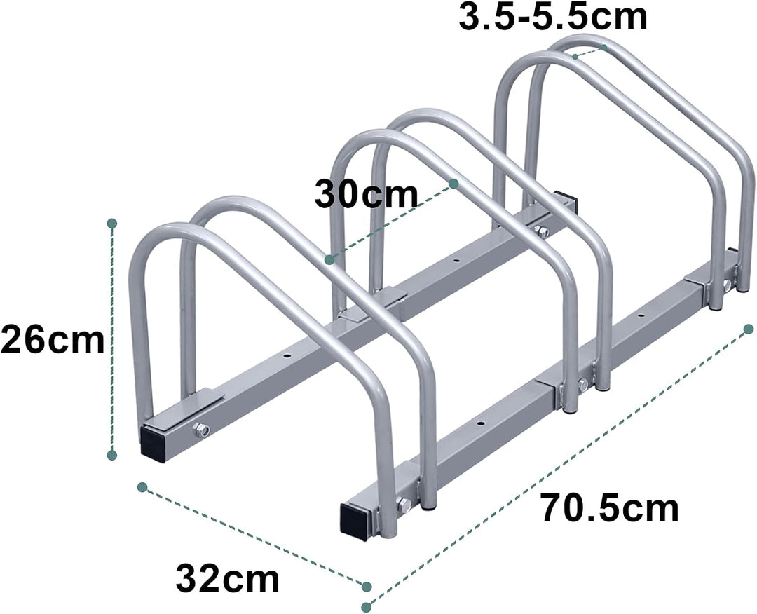 Ikodm Fahrradständer für 3 Fahrräder 35-55 mm Reifenbreite Mehrfachständer Aufstellständer Radstände