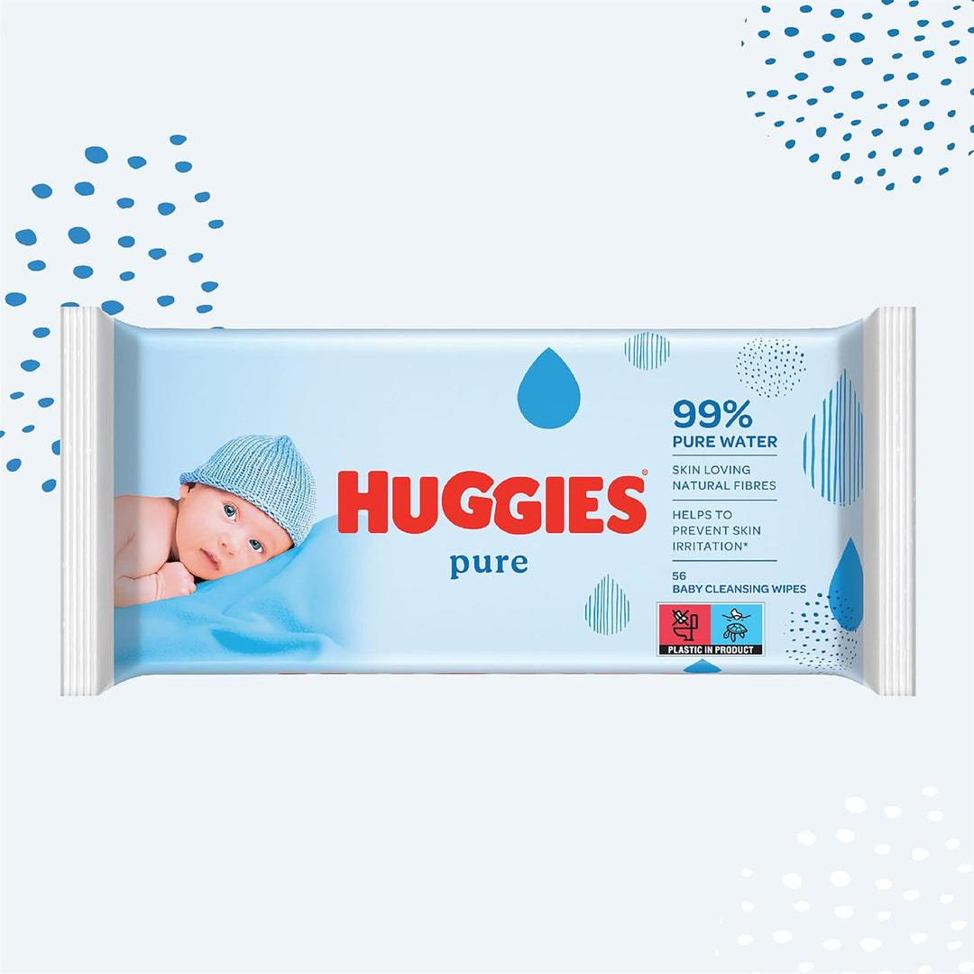 Huggies Feuchttücher Pure Baby Pflegetücher, 10er Pack (10x 56 Stück) OLD, OLD