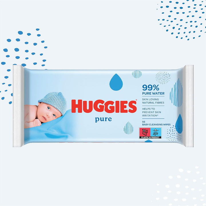 Huggies Feuchttücher Pure Baby Pflegetücher, 10er Pack (10x 56 Stück) OLD, OLD