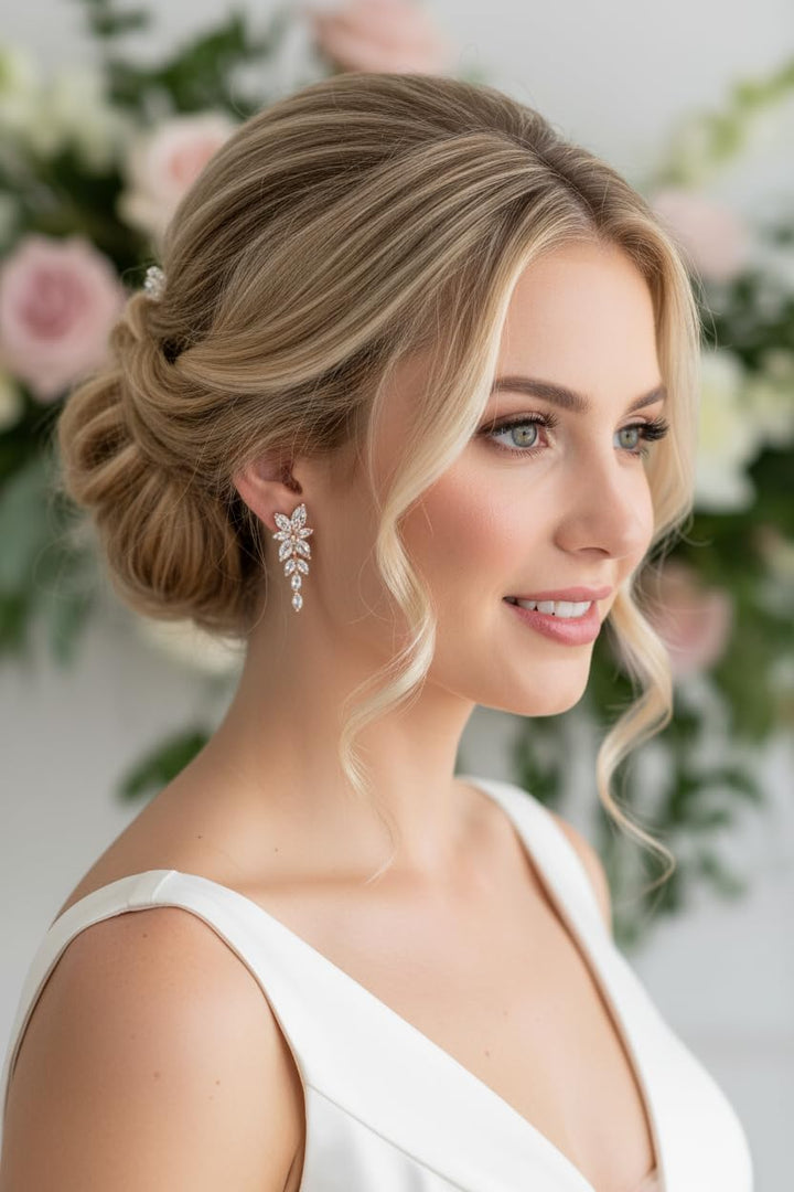 ONDEGO® ROSEGOLD Ohrringe Blatt Blätter Creolen Ohrstecker Brautschmuck Geschenk Weihnachtsgeschenk