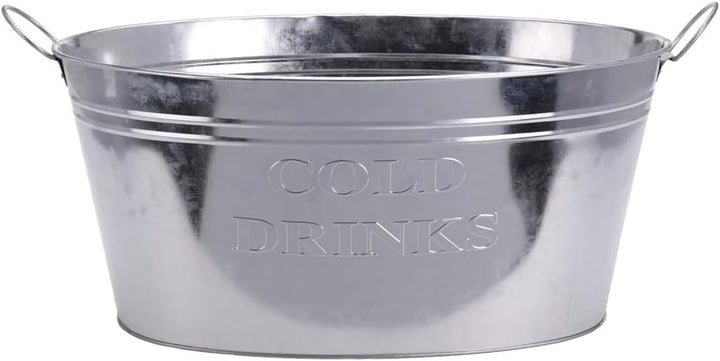 zeitzone Getränkekühler Zinkwanne XL Cold Drinks Grosser Sektkühler mit Henkel für Flaschen Gartenpa