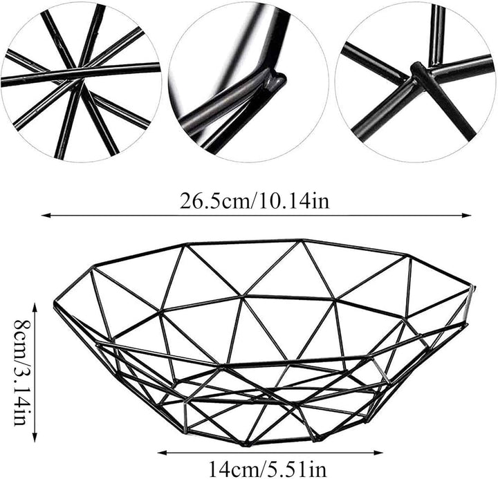 Obstschale Schwarz Rund Obstschalen, Moderne Obstschalen aus Metall, Modern Fruit Basket Bowl Obstau