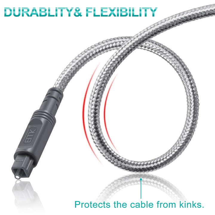 EMK Optisches Kabel Optisches Audiokabel Digital Toslink Kabel Spdif Kabel Kompatibel mit TV, Soundb