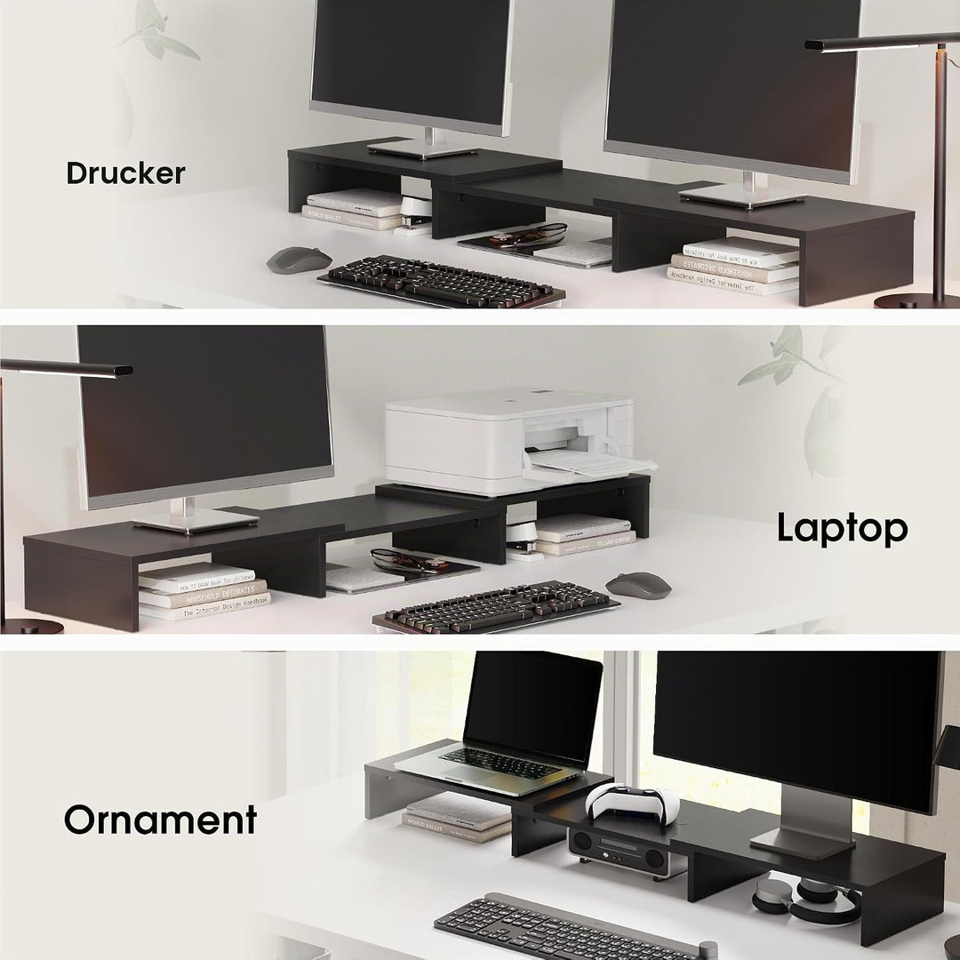 FITUEYES Dual Monitorständer aus Holz, Verstellbare Länge und Schwenkwinkel Bildschirmständer, Monit