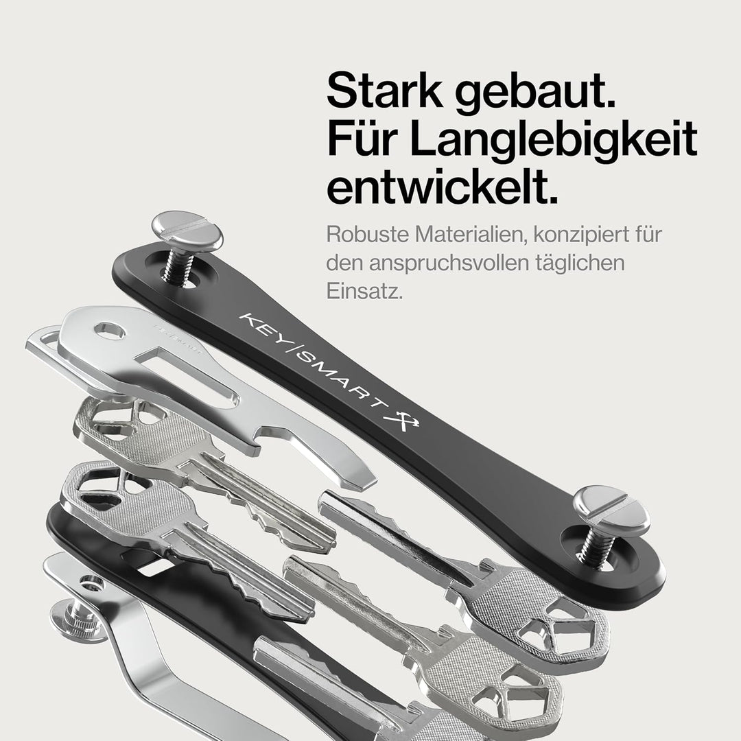 KeySmart Rugged - Multi-Tool Schlüsselhalter mit dem Flaschenöffner und Taschen Clip (bis zu 14 Schl