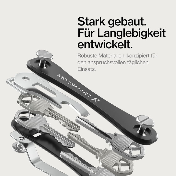 KeySmart Rugged - Multi-Tool Schlüsselhalter mit dem Flaschenöffner und Taschen Clip (bis zu 14 Schl