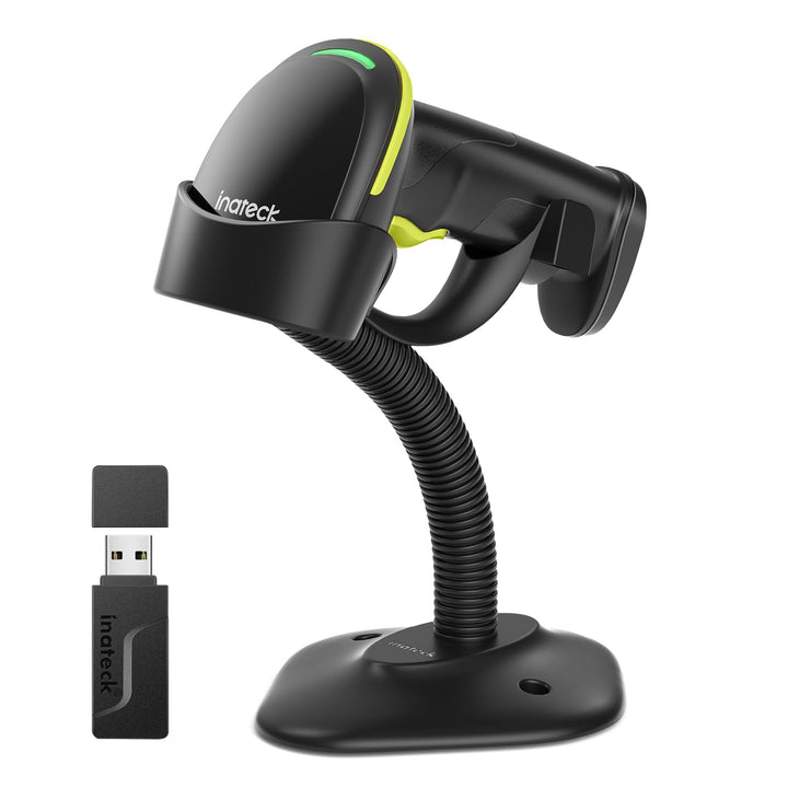 Inateck Barcode Scanner Bluetooth 2D mit Ständer, BCST-35 Grün | Kabellos QR Code Scanner mit Blueto