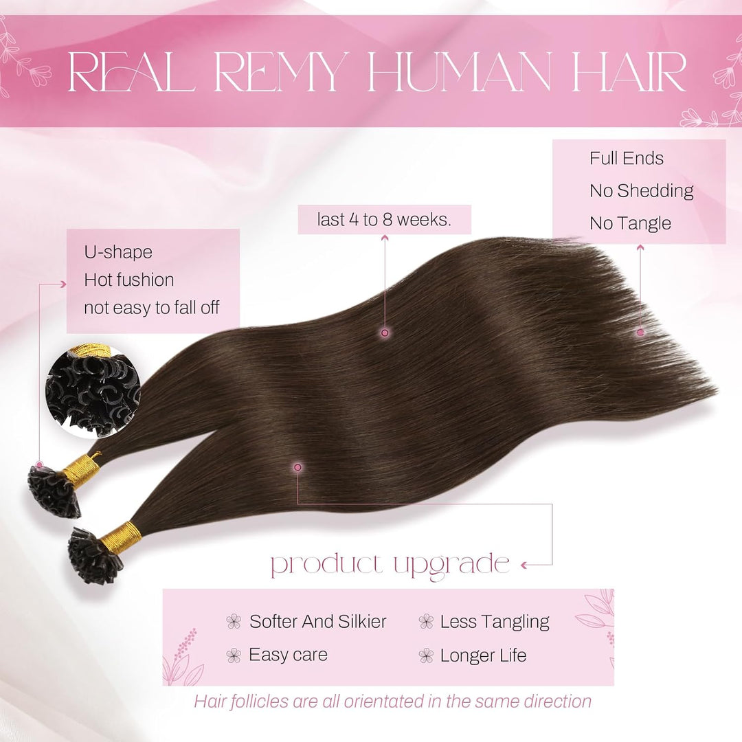 Moresoo 14 Zoll Bondings Remy Echthaar Extensions Braun Pre Bonded U Tip Extensions Echthaar Keratin