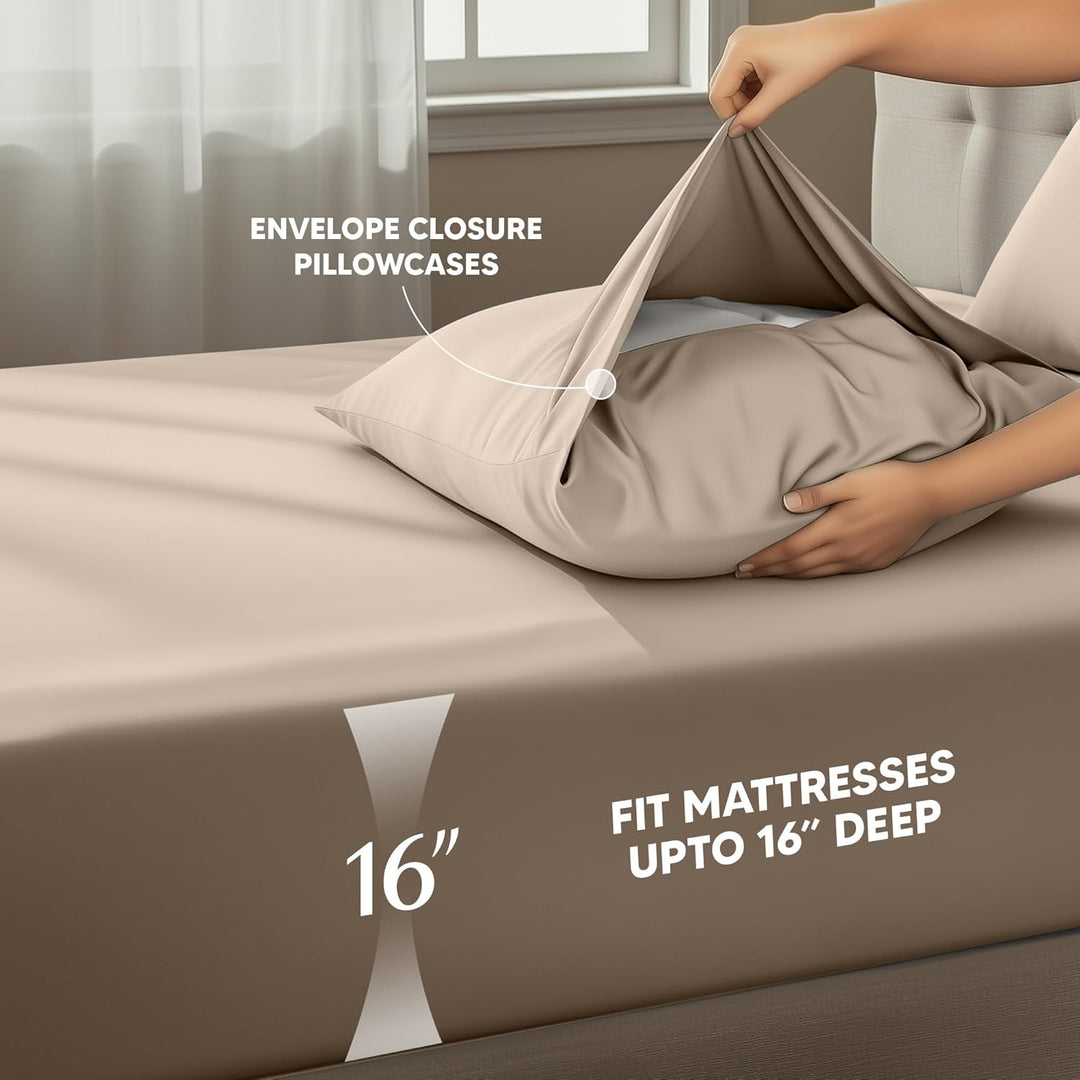 UTOPIA Betten 4 Mikrofaser Bettwäsche, beige, Queen Queen Beige, Queen Beige