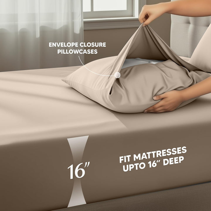 UTOPIA Betten 4 Mikrofaser Bettwäsche, beige, Queen Queen Beige, Queen Beige