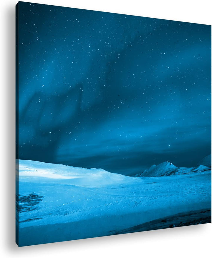 deyoli Polarlichter über dem nordischen EIS Format: 70x70 Effekt: Monocrome Blau als Leinwandbild, M