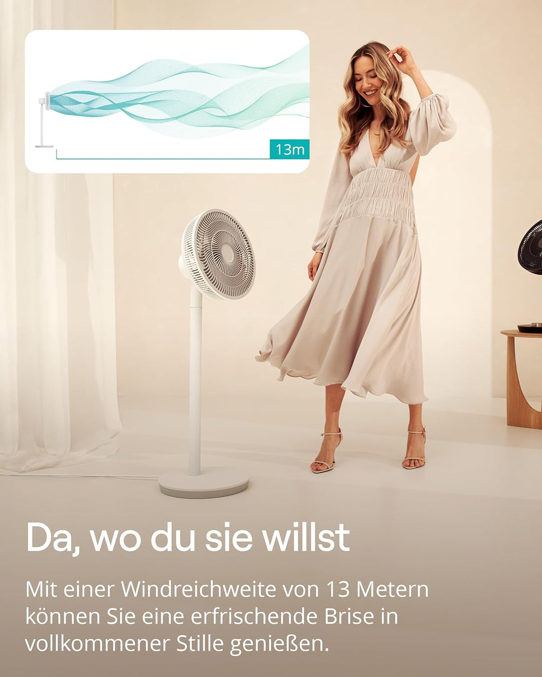 Duux Whisper Essence Standventilator sehr Leise - 120° Oszilation - 7 Geschwindigkeitsstufen - 8-std