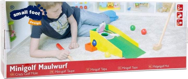 Legler small foot 8177 Minigolf „Maulwurf“ aus buntem Holz, mit zwei Schlägern und vier bunten Bälle