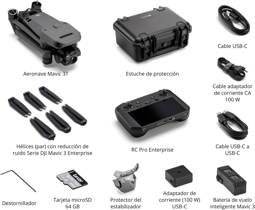 DJI Mavic 3T Worry-Free Basic Combo - Kameradrohne mit 640×512 Wärmebildkamera, 1/2″ CMOS-Weitwinkel