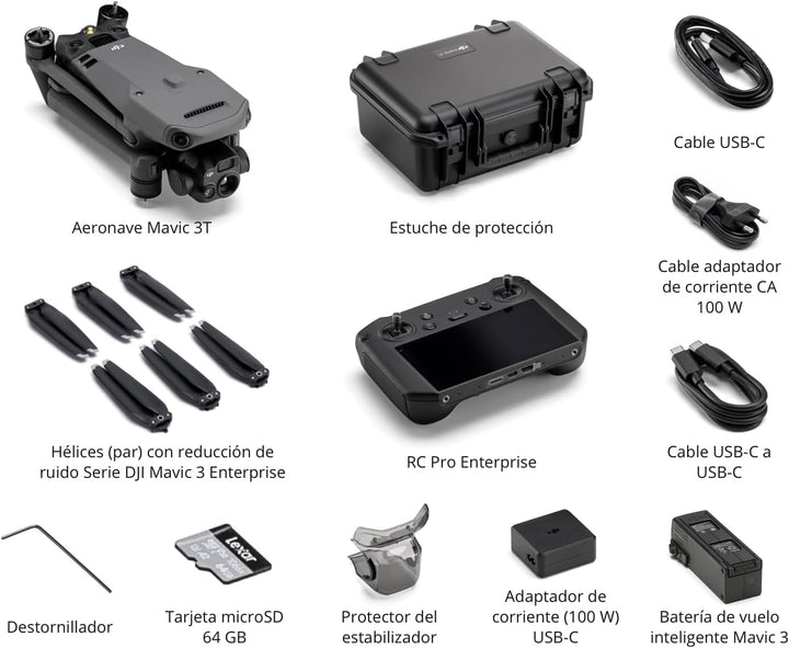 DJI Mavic 3T Worry-Free Basic Combo - Kameradrohne mit 640×512 Wärmebildkamera, 1/2″ CMOS-Weitwinkel