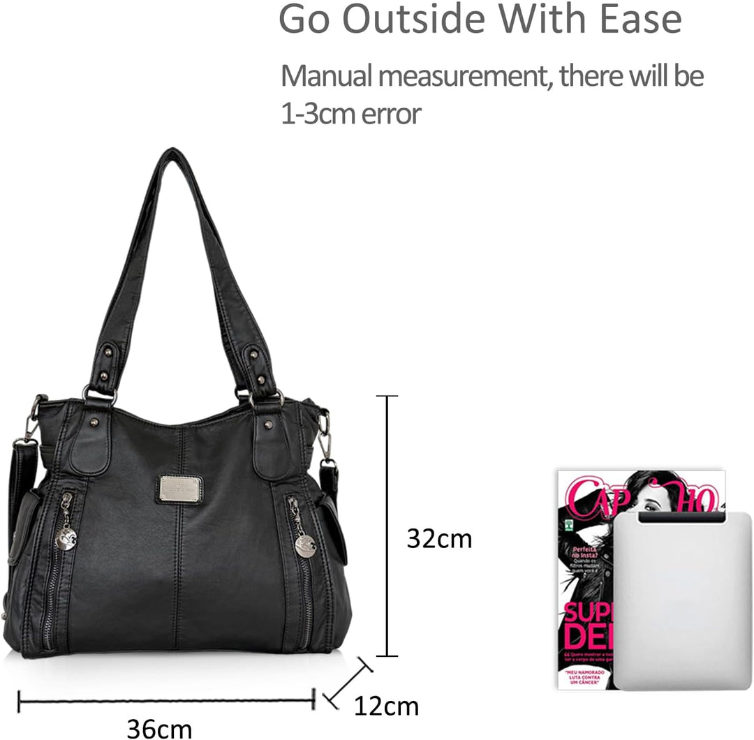 NICOLE & DORIS Women Hobo bags shoulder bags Washed Leather Totes Crossbody with Multiple Compartmen