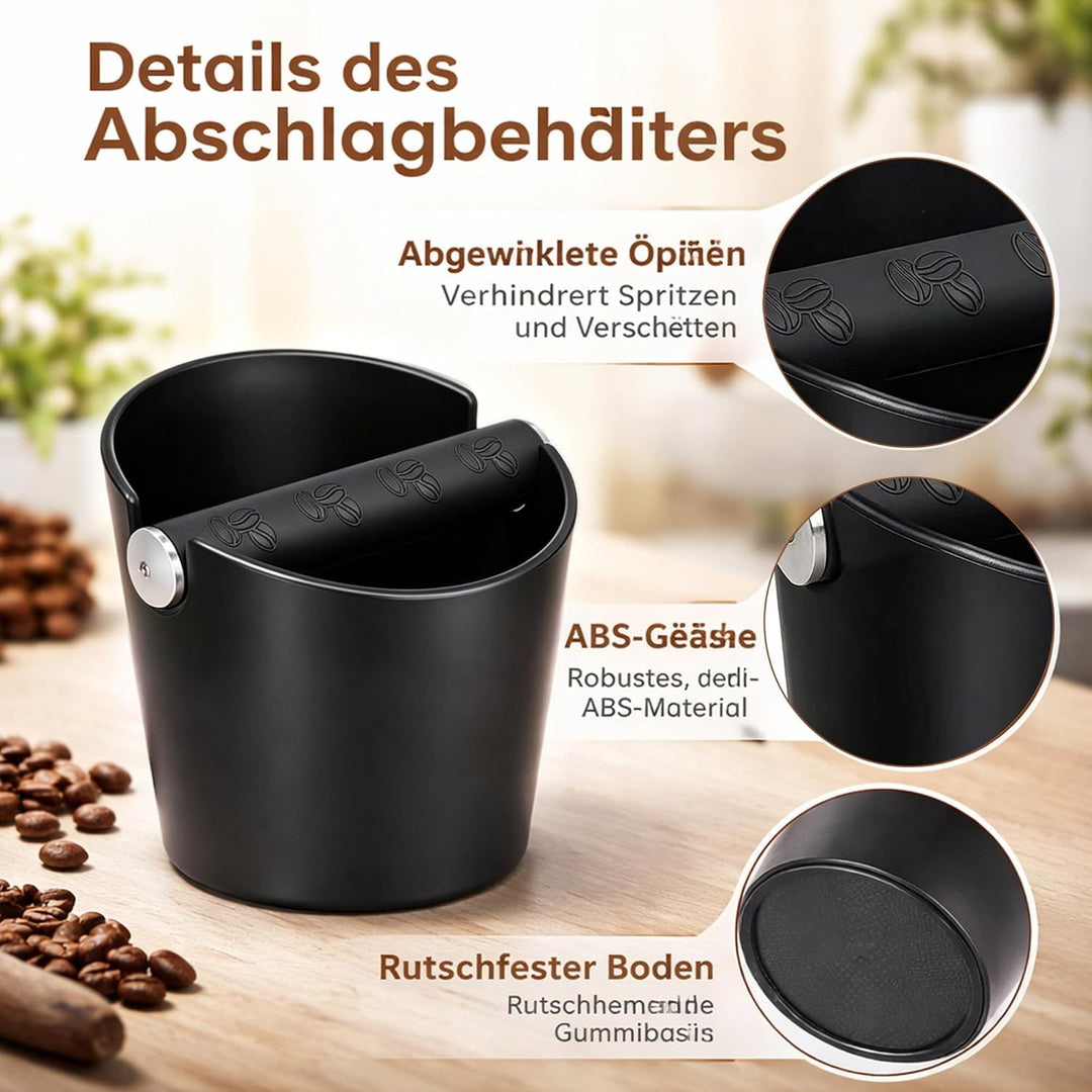 Abklopfbehälter für Siebträger, Kaffeesatz Abschlagbehälter, Espresso Abschlagbox Knock Box mit Meta
