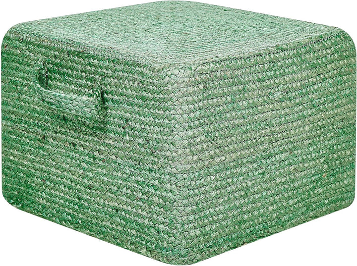 Pouf aus Jute grün 45x45x30 cm Sitzhocker im Boho Stil Dhadar
