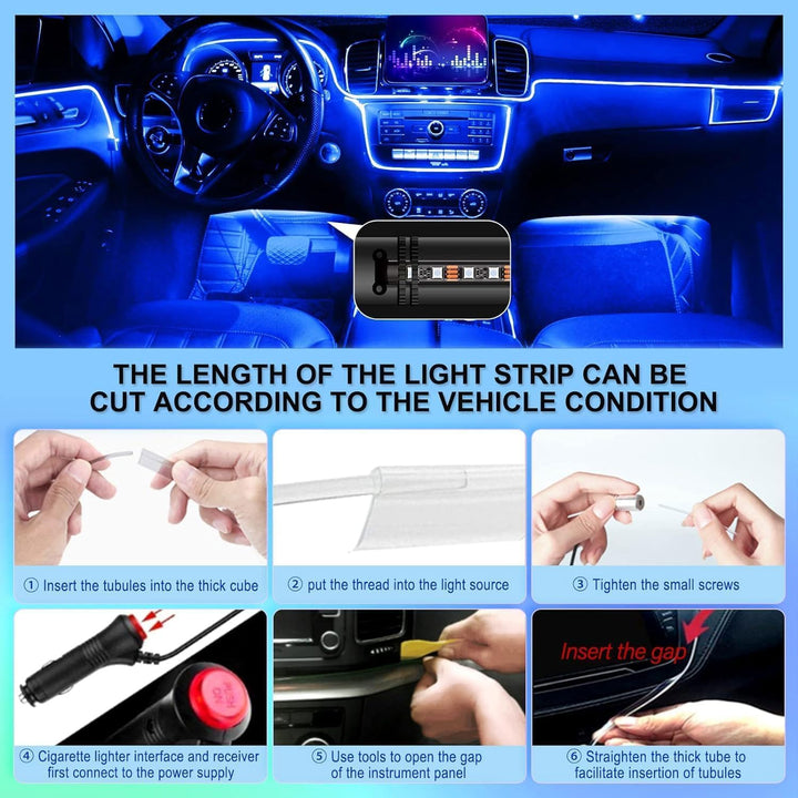 Auto LED Innenbeleuchtung,6M/ 5 in 1 RGB Auto Innenraumbeleuchtung,Led Atmosphäre Licht mit APP Steu