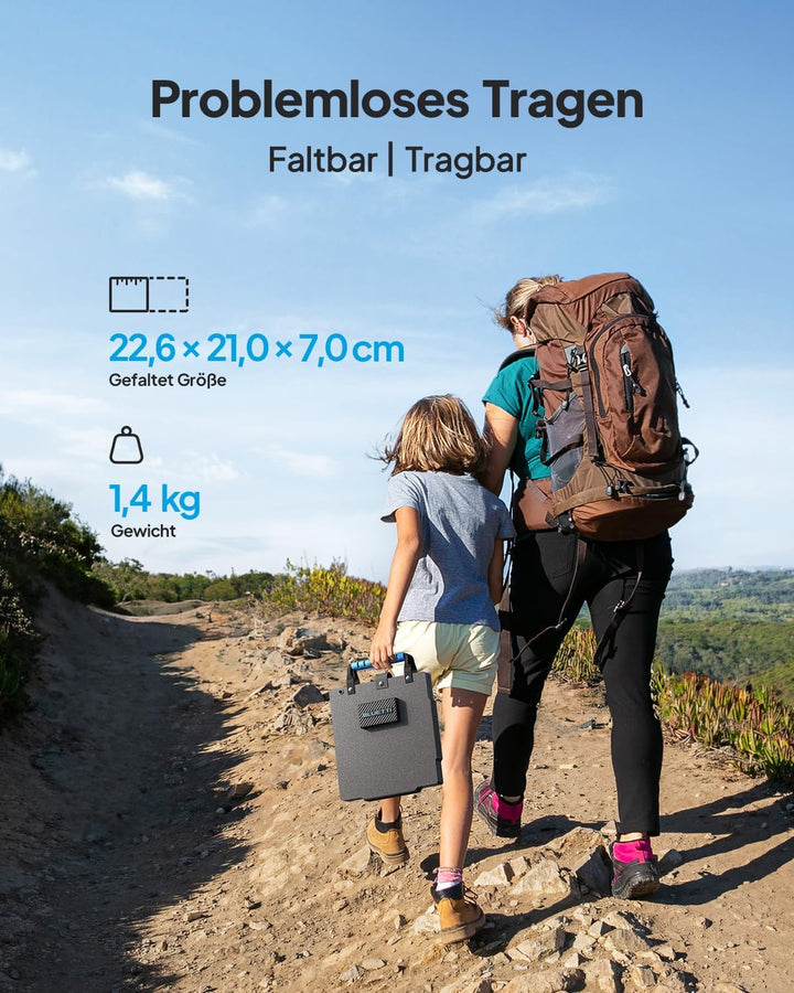 BLUETTI 60W Solarpanel für tragbare Power Station Handsfree 1 Handsfree 2 AC2A, USB-A und USB-C Port