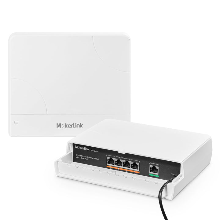 MokerLink 5 Port Outdoor Gigabit POE Switch, mit 4 POE+ Ports 1000Mbps, 78W IEEE802.3af/at, Wetterfe